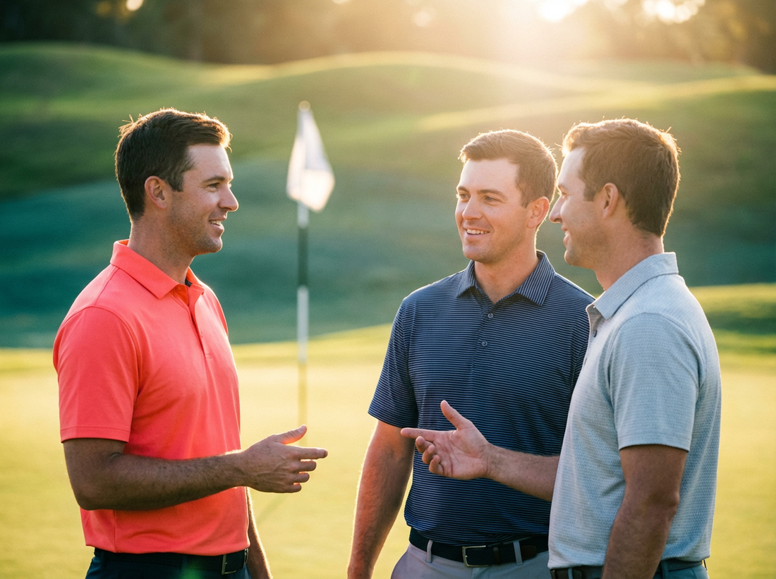 golfers wearing lightweight golf polo in hot weather